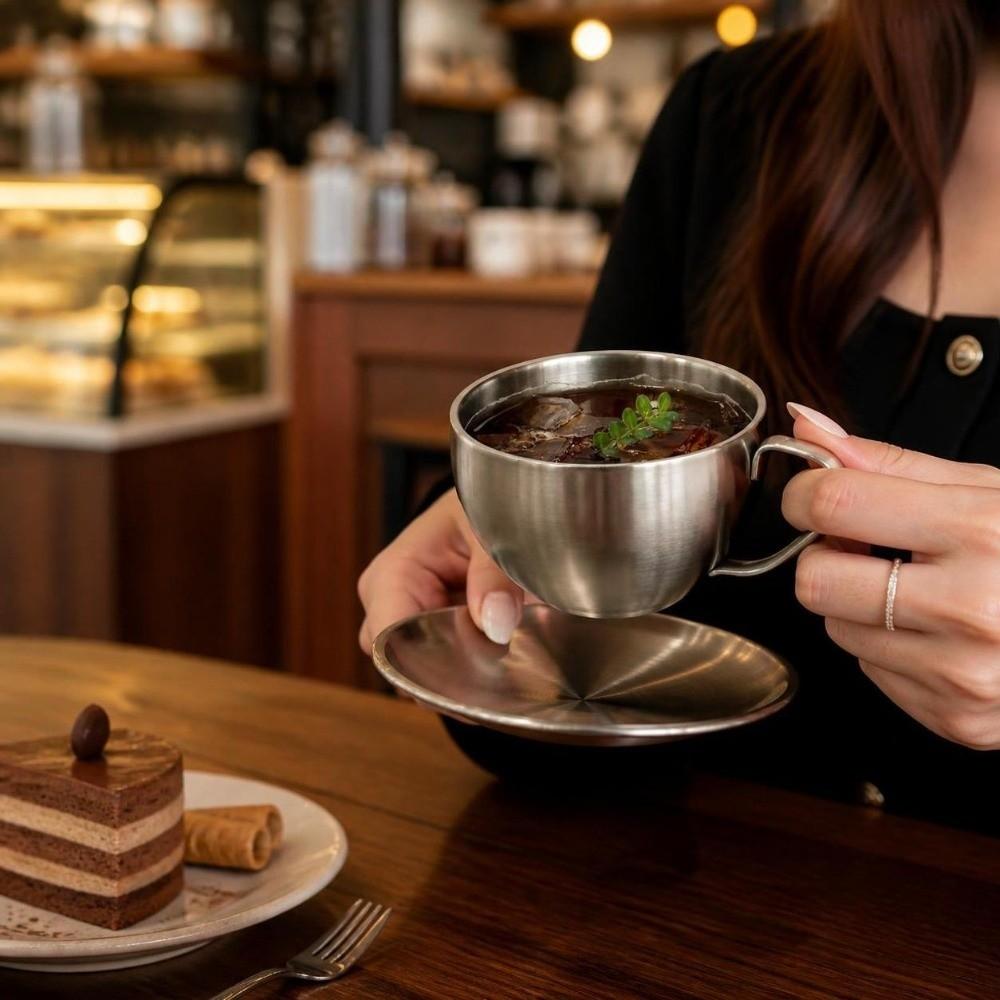Stainless Steel Coffee Cup Set Heat Resistant Tea Mug Exquisite Coffee Mug Household Coffee