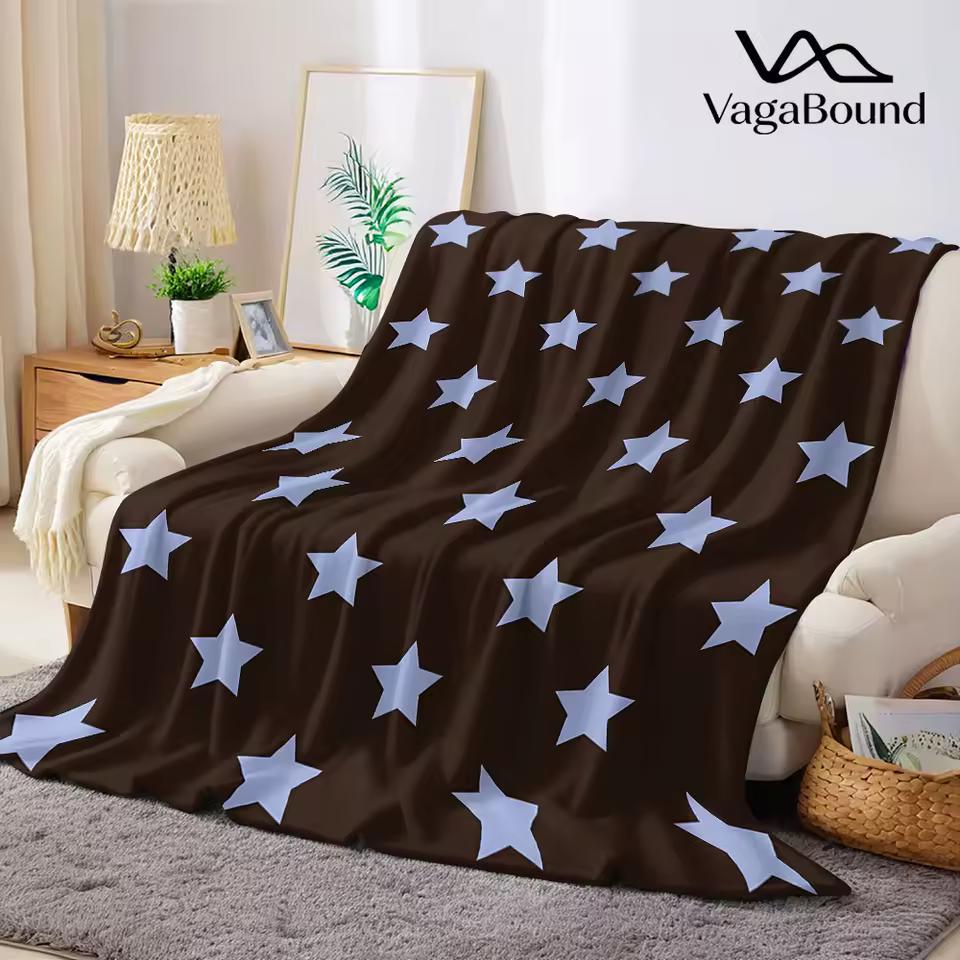 Grid Star Print Printed Blanket Suitable for Sofas Beds Offices Travel Camping Chairs Warm Plush Blanket