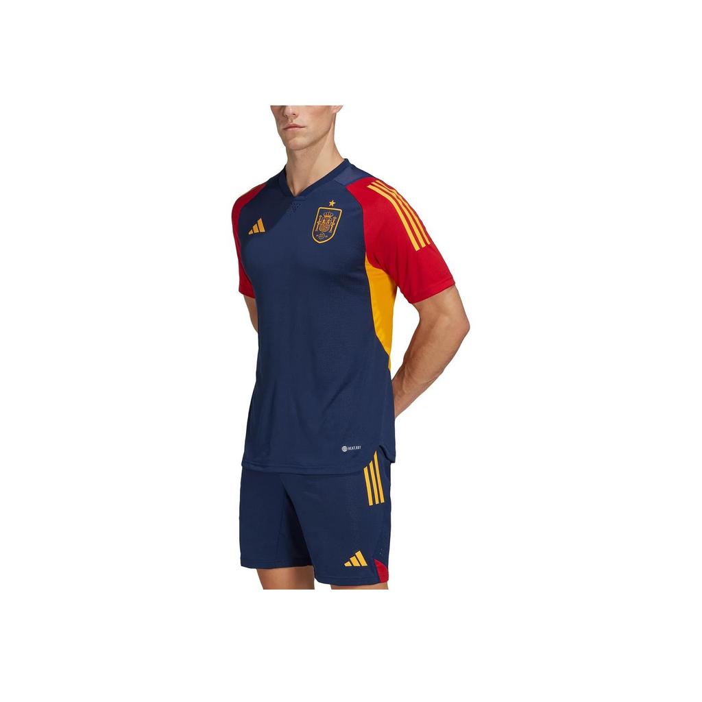 Adidas Striped V-Neck Short Sleeve T-Shirt Men Tops Blue VE978-HE8821