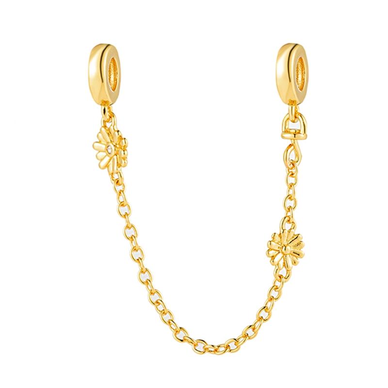 Gold Plated Heart Flower Clip Charm Beads Dangle For Snake Bracelet Necklace DIY Jewelry Women Gift Sparking