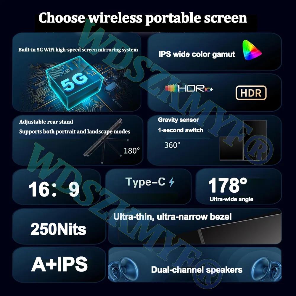 NEW 15.6” Wireless Portable FHD 1080P 16:9 IPS Panel Secondary Display Computer Monitor Type-C HDMI For Xbox Switch Laptop