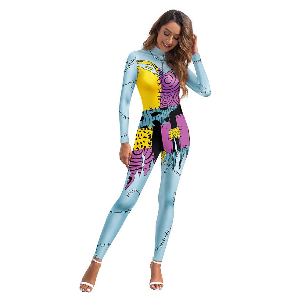 Halloween Christmas Horror Night Suit Sally Cosplay Digital Print Jumpsuit Leggings Female