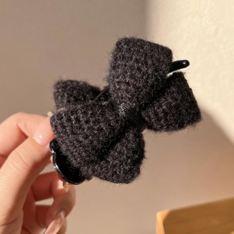 1 Stück Zopfklammer Acryl Wolle Gestrickte Schleife Haarkralle für Damen Fleischbällchen-Kopf Fixierendes Haarstyling-Werkzeug Haaraccessoires