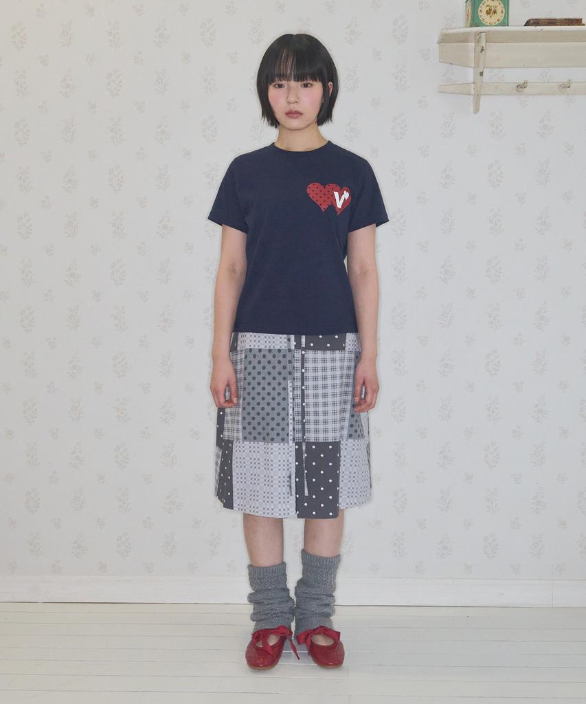 VIDEO JOCKEY Double Heart T-Shirt [Navy]