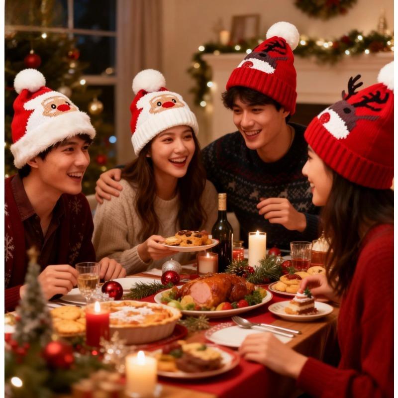New knitted hats in winter, Christmas Santa Claus elk hats, outdoor warm wool hats and cold hats.