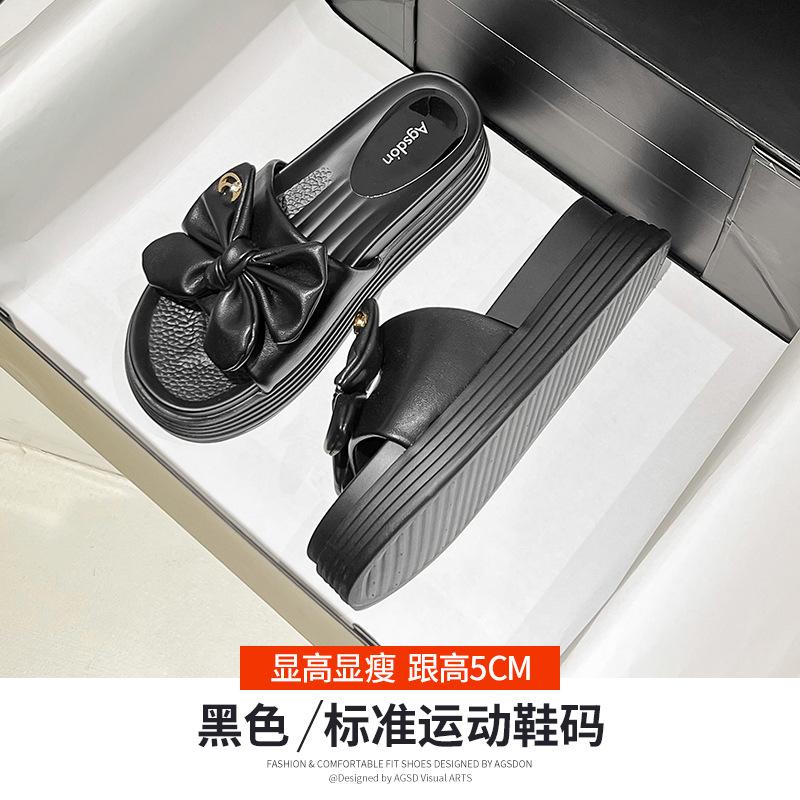 

Augustine platform slippers women s summer wear 2025 new home bow white muffin one-word sandals 40