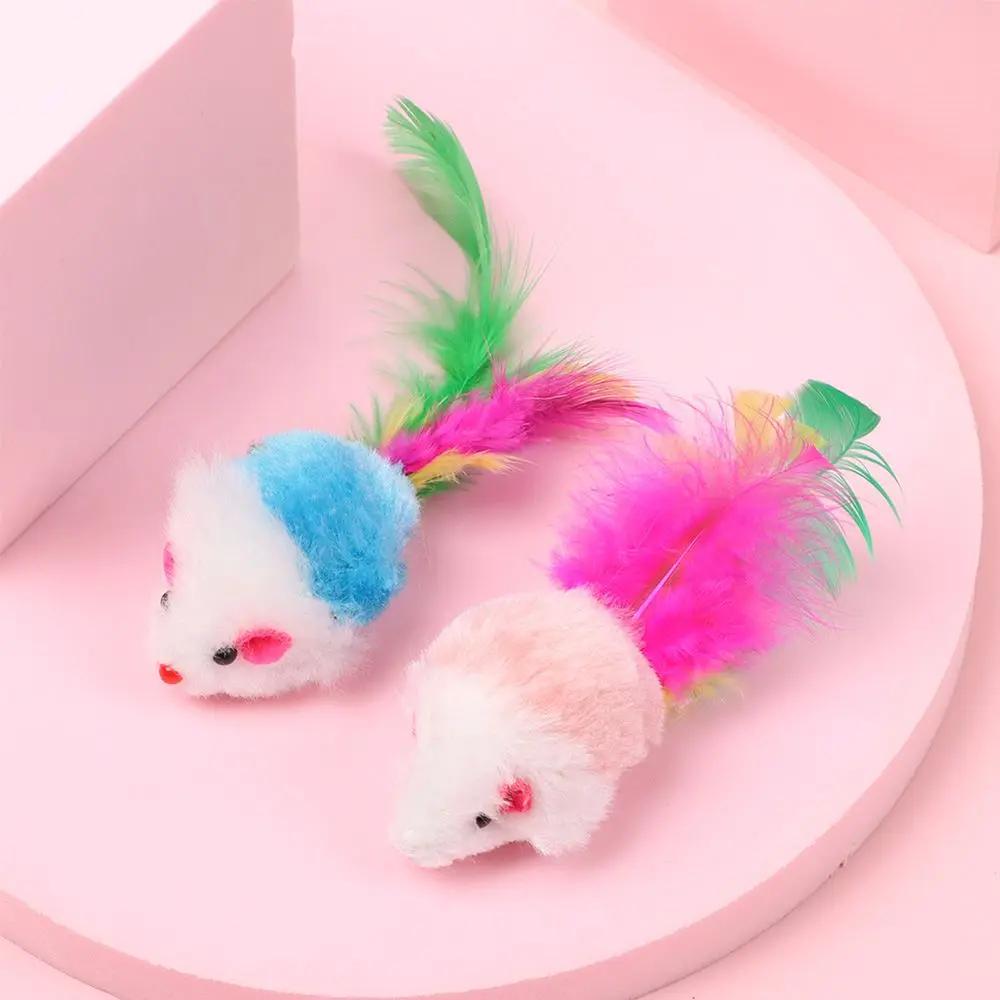 10Pcs Assorted Color Catnip Gift Interactive Cat  Kittens Mice Rattle Set Cat Mouse