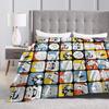 Die Cuphead Collage Plüschdecken Spiel Anime Lustige Überwurfdecken für Zuhause Hotel Sofa 200x150cm Steppdecke,