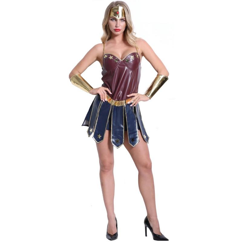 S-3XL Halloween Wonder Woman Costume Cosplay Outfit Game Themed Dress Women