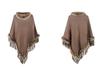 Mao Mao Yu Women's Solid Color Tassel Cape: 2023 Autumn/Winter European & American Loose Knit Pullover Shawl