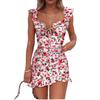 2023 European and American New Amazon Short Suspender Short Ruffle Edge Floral Dress In Stock