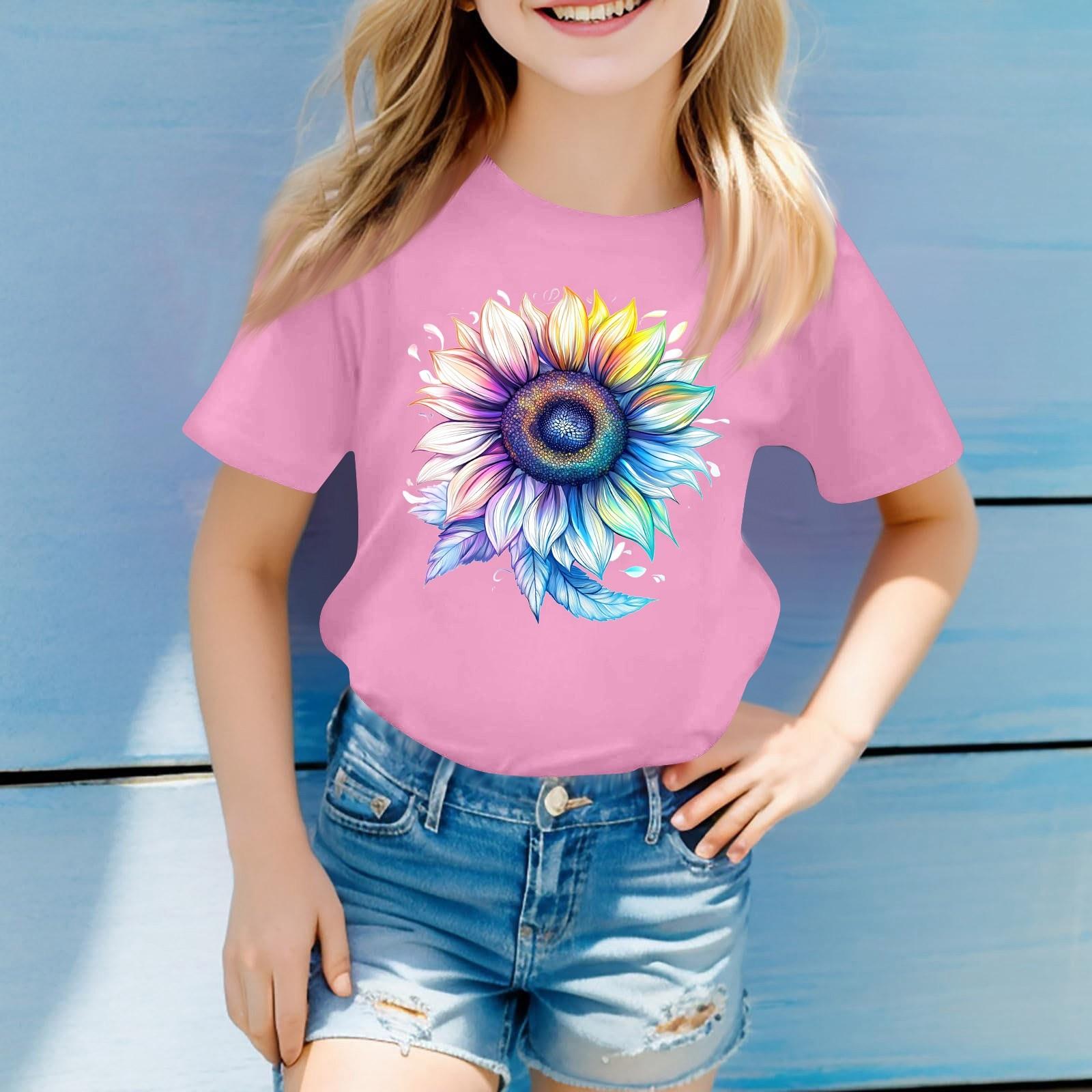 

Футболки для малышей, девочек и мальчиков, детские футболки с короткими рукавами и принтом для мальчиков и девочек 130 розовый