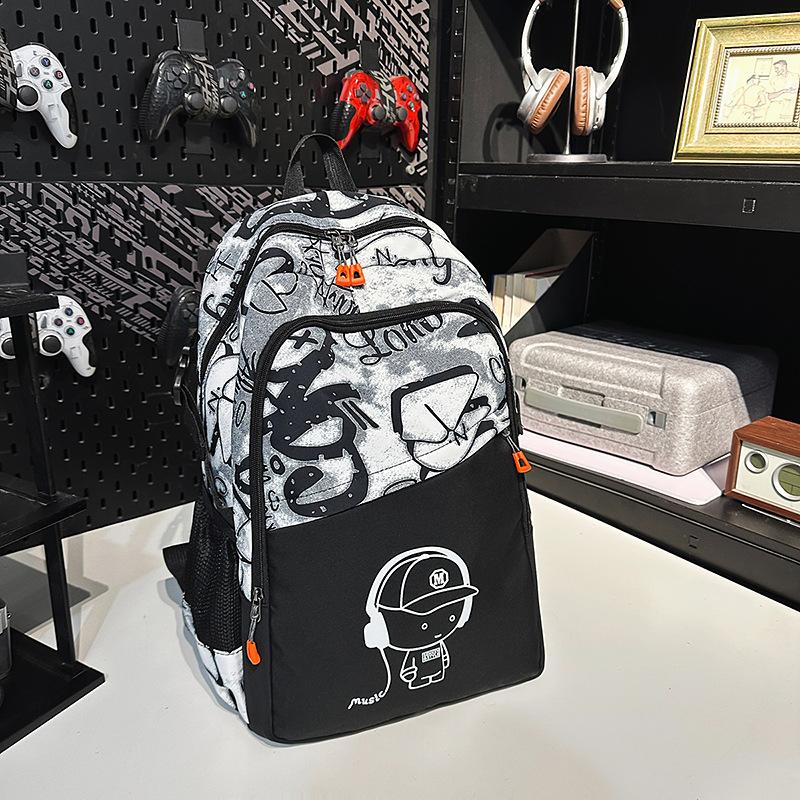 New Music Astronaut Backpack Junior High School College Students Graffiti Print Large Capacity Men and Women Backpack