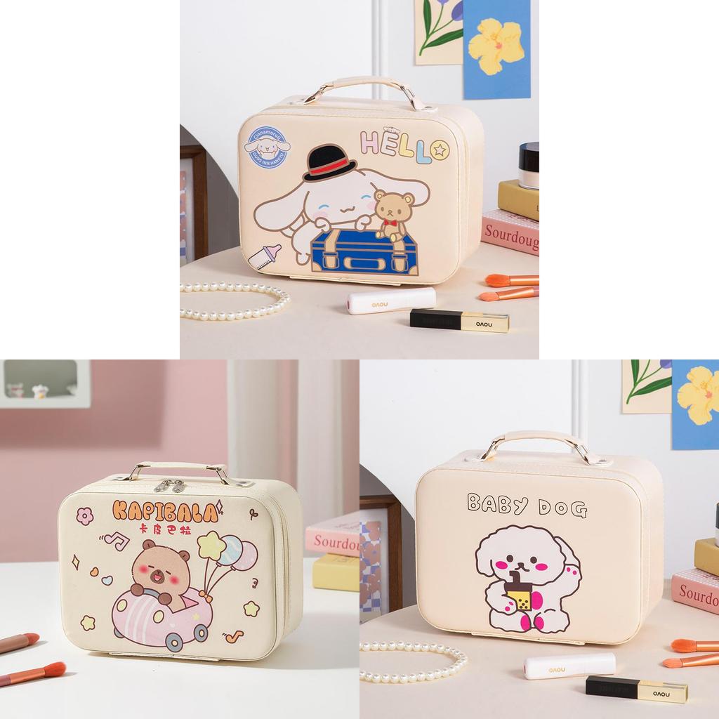 Cute Cartoon Makeup Bag With Large Capacity And Mirror For Daily Travel And Gift