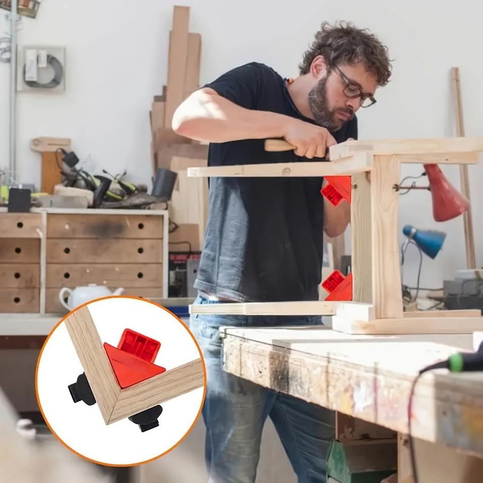 Professional Woodworking 90° Right Angle Clamps - Premium Accurate Frame and Cabinet Assembly Tools for Carpentry and DIY