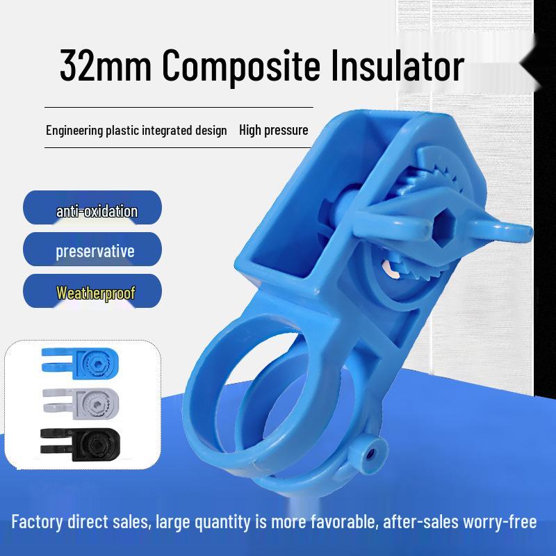 Composite Electronic Fence Insulator 32mm: Terminal Post Tensioner & Special Alarm Accessory Silver