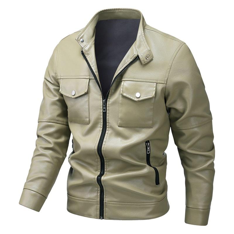 

Кожаная куртка мужская кожаная куртка одинарная повседневная куртка приталенная красивая осень и зима XXXXL