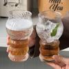 Ins Creative Glass Cup Tall Cup Large Capacity Glass Cup Unique Design Craft Juice Milk Cold Drink Coffee Cup Striped Glass Cup