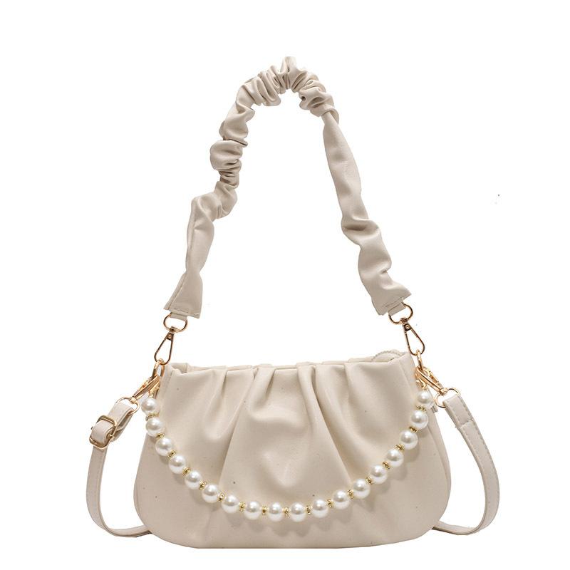 Spring and Summer New Korean Pearl Pleated Cloud Underarm Bag Niche Popular Shoulder Messenger Bag Trendy Versatile Woman
