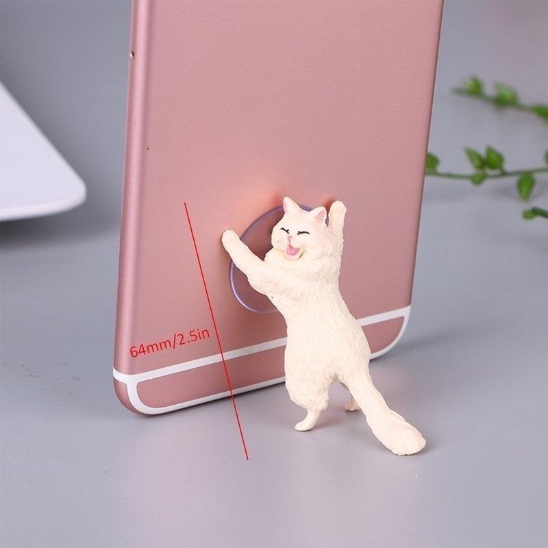 Mini Cat Sucker Design Phone Cartoon Statue Craft Home Car Decorative Smartphone Holder