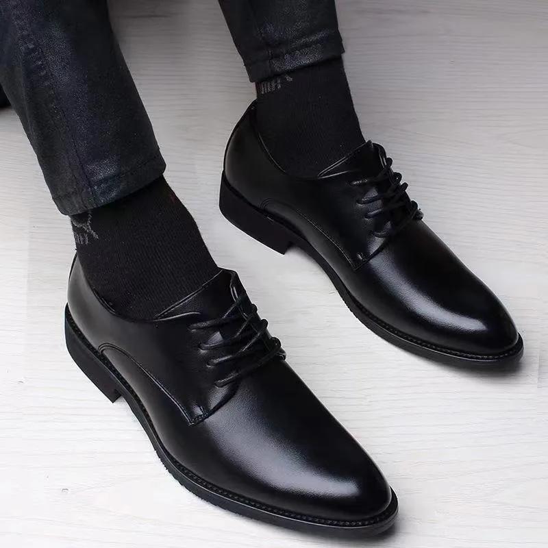 Fashion Spring and Autumn British Casual Business Formal Leather Shoes Men Shoes Heightening Single Shoes Shoes Casual Shoes