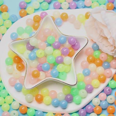 Beads Acrylic Necklace Bracelet Making Handmade 6mm/8mm/10mm Creative Luminous Materials 100pcs Candy Color Round DIY Jewelry Accessories Accessories