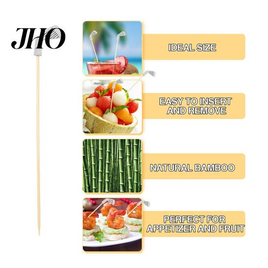 Natural Bamboo Toothpicks 100 Pcs Golf Cocktail Picks, Fancy for Appetizers, Wooden Fruit Skewers Cheese Olive Picks Food Sticks Sandwich, Themed