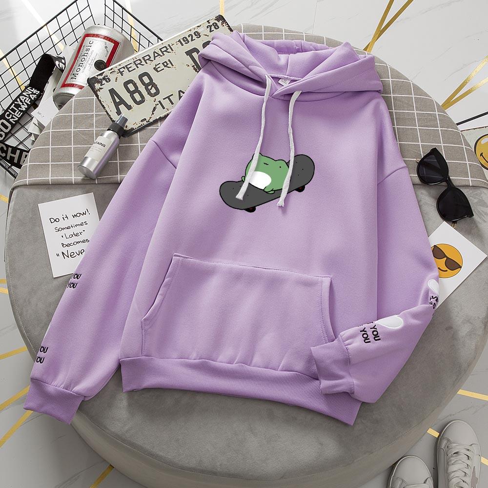 Hooded Sweatshirt Frog Riding A Skateboard Hoodie Keevici