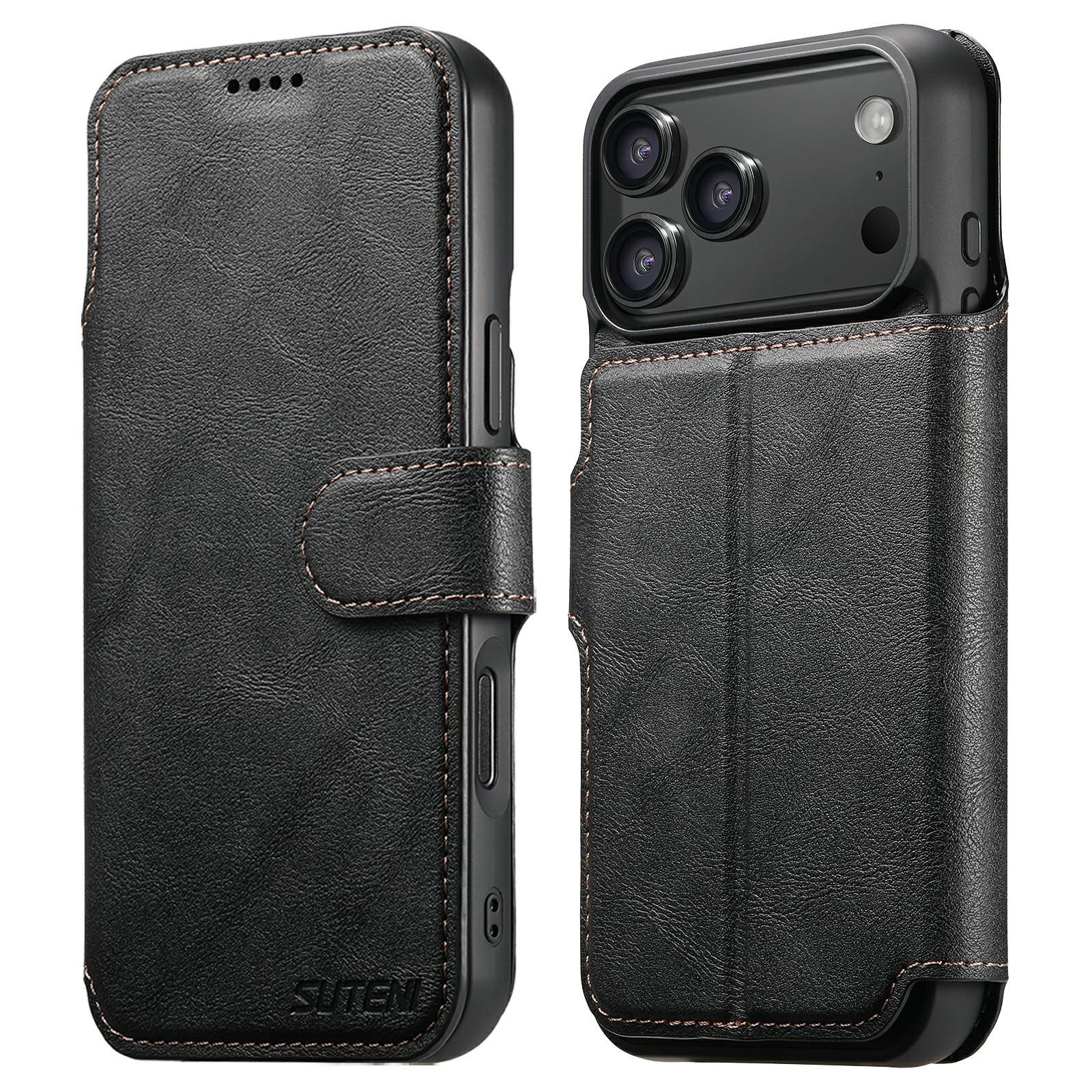 

SUTENI Q-05 For iPhone 17 Pro Wallet Case 2 in 1 Detachable Leather Flip Phone Cover with Stand A