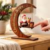 Unique Christmas Exchange Gifts Santa Claus Swing Tabletop Figurine Wooden Xmas Statue with Decorative Holiday Figures Pinecone Snowflake Gift