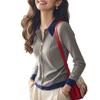 Gray Splicing Knitted Sweater Women's Autumn and Winter New Single-breasted Long-sleeved Bottoming Top Temperament Lapel Jacket