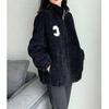 Home Stand-up Collar Plush Jacket for Women's Tide Autumn and Winter Casual Outer Wear Fleece Thickened Double-sided Coral Fleece Thermal Sweater