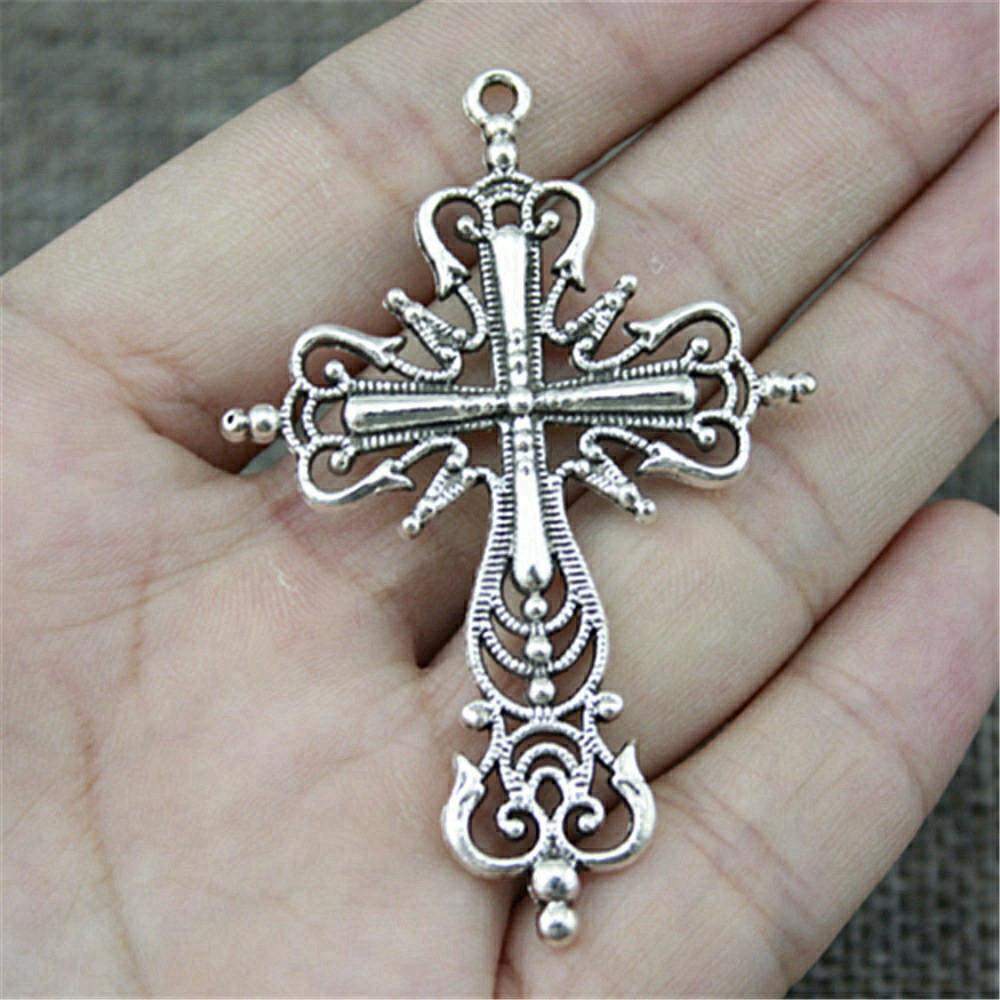 Large Crosses Detailed Religious Charm Antique Bronze Zinc Alloy Jewelry Making Supplies Necklace Making DIY Charms