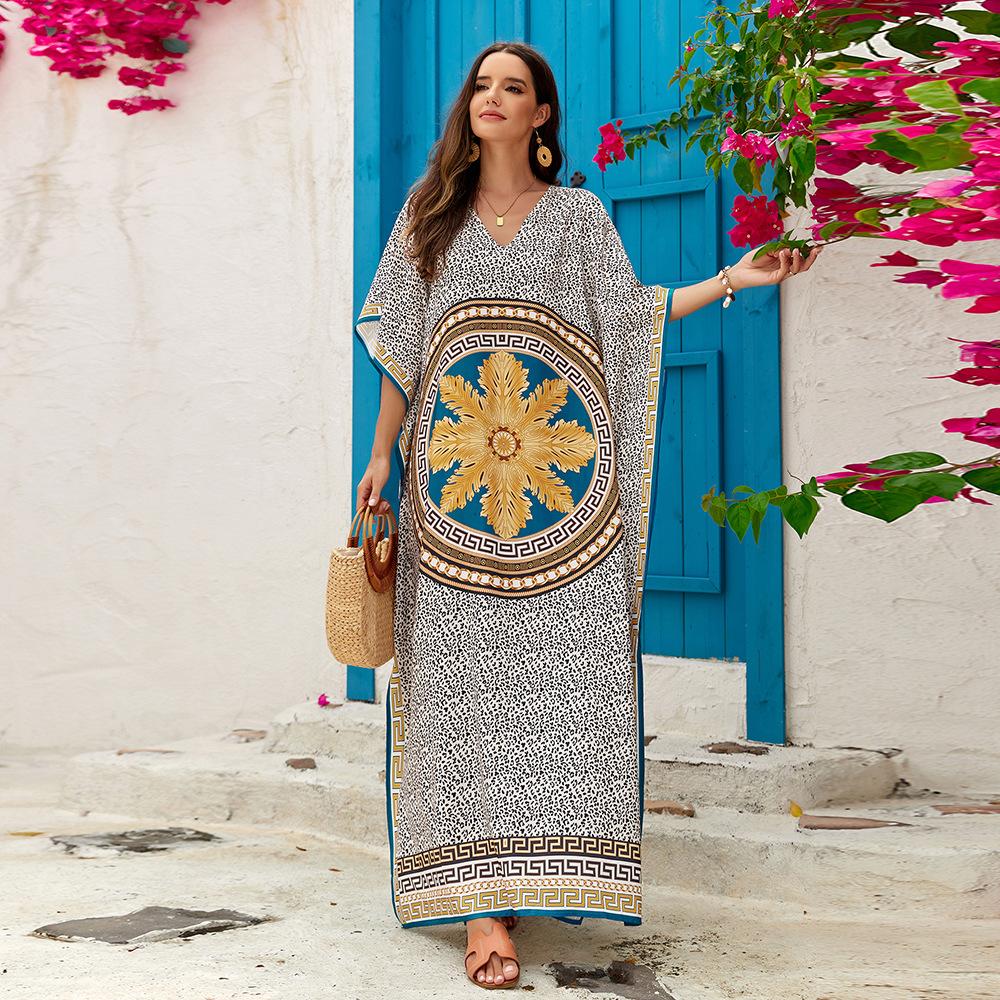 

Женское пляжное накидка с принтом, свободное пляжное платье больших размеров, бикини, верхняя одежда для купания, накидки One Size