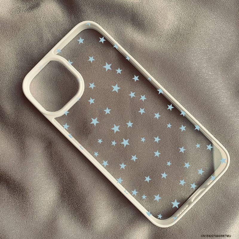 Cute Creative Colorful Star Phone Case For iPhone 16 14 Pro Max 15 13 12Mini 11 XR XS X 7Plus Y2K Simple Luck Clear Hard Cover