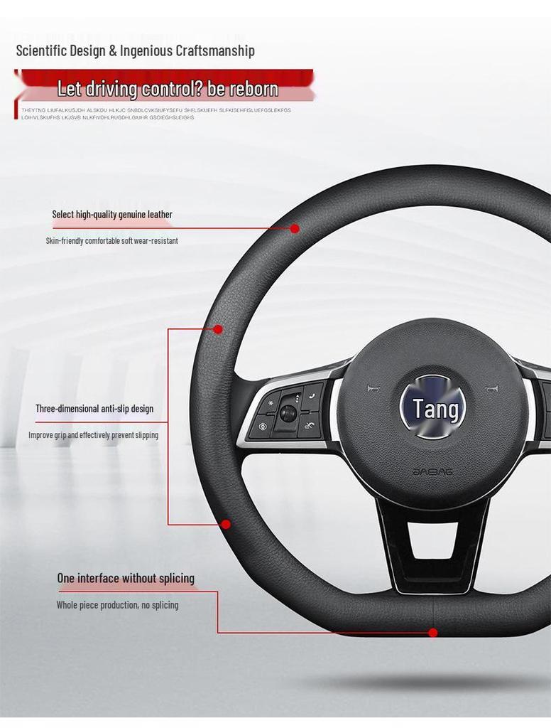 Suitable Leather Steering Wheel Cover for BYD Tang, Song, Qinplus, Han, and MAX - All Seasons, New Energy Models