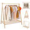Wood Clothes Rack Foldable Wardrobe Storage Rack Portable Clothing Storage Organizer Shelves Clothes Storage Rack for Shoes Bags