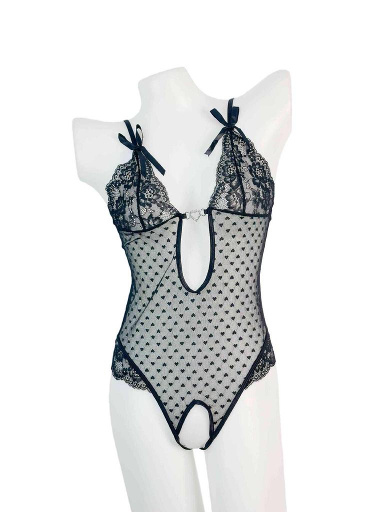 Lace Crotchless Bodysuit - French Flirty See-through Lingerie