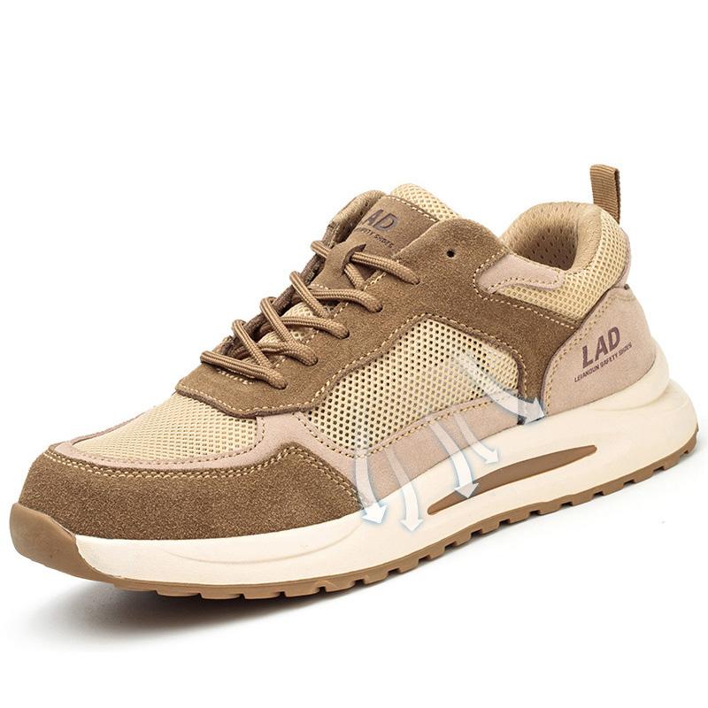 

men fashion breathable steel toe covers work safety shoes summer worker boots tooling security sneakers safe footwear protection 230 коричневый