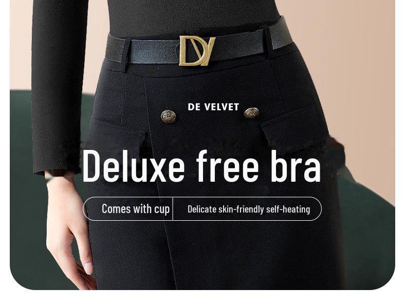 3901 Long-Sleeve Women's Warm V-Neck Tulle Top with One-Piece Cup