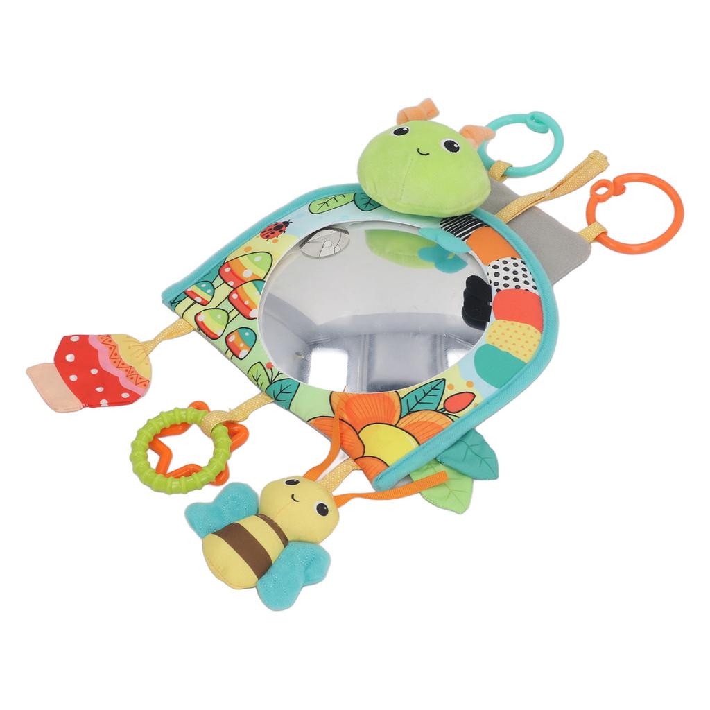 Infant Car Toy with Mirror Enhances Sensory Fine Motor Skills Soft Fabric Rear Facing Mirror Car