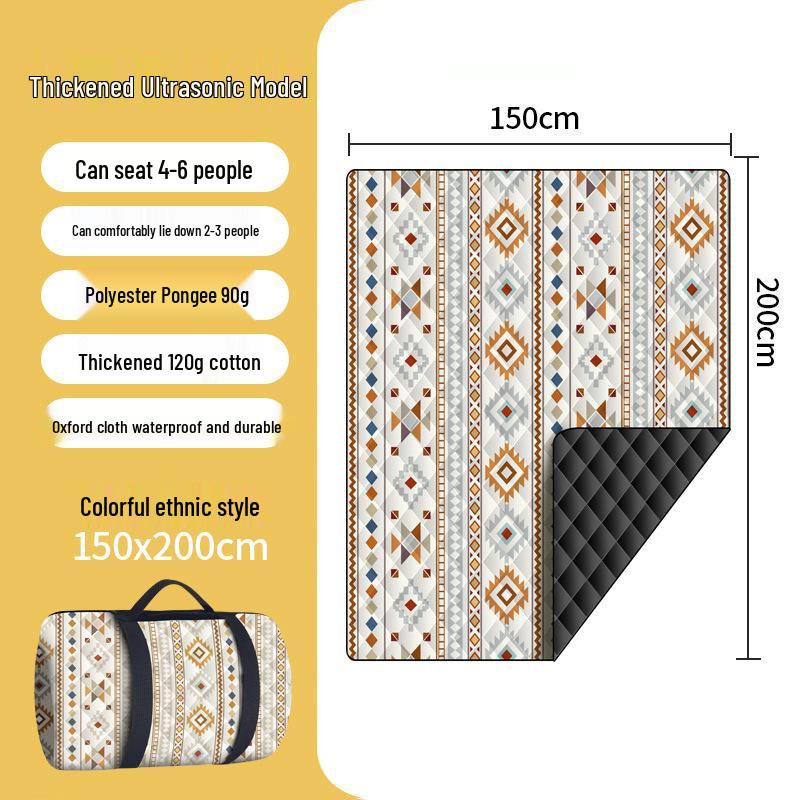 Tapis de pique-nique épaissi à ultrasons: Coussin d'extérieur résistant à l'humidité pour pelouse et camping avec piquets de sol