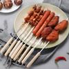 50pcs Heavy Duty BBQ Skewers, Wood Handle & 304 Stainless Steel, Reusable Grilling Accessories - No Burn Hands