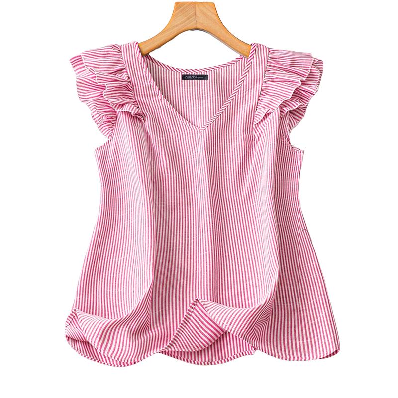 ZANZEA Women Casual V-Neck Summer Sleeveless Stripe Tank Tops