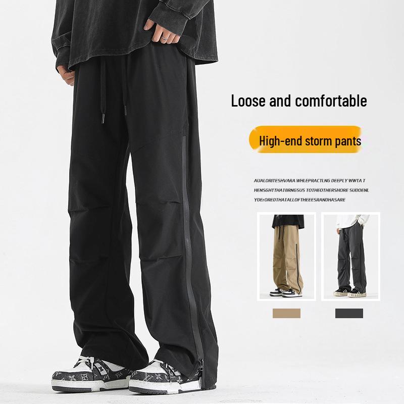 2024 Men's Trendy High Street Cargo Pants: Spring/Autumn, Handsome Loose Fit, Waterproof for Outdoor and Mountaineering