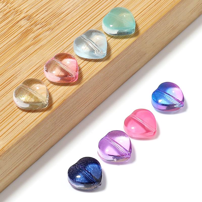 30Pcs 10mm Czech Lampwork Crystal Heart Spacer Beads Flat Loose Colorful Beads For DIY Bracelet Jewelry Making Accessories