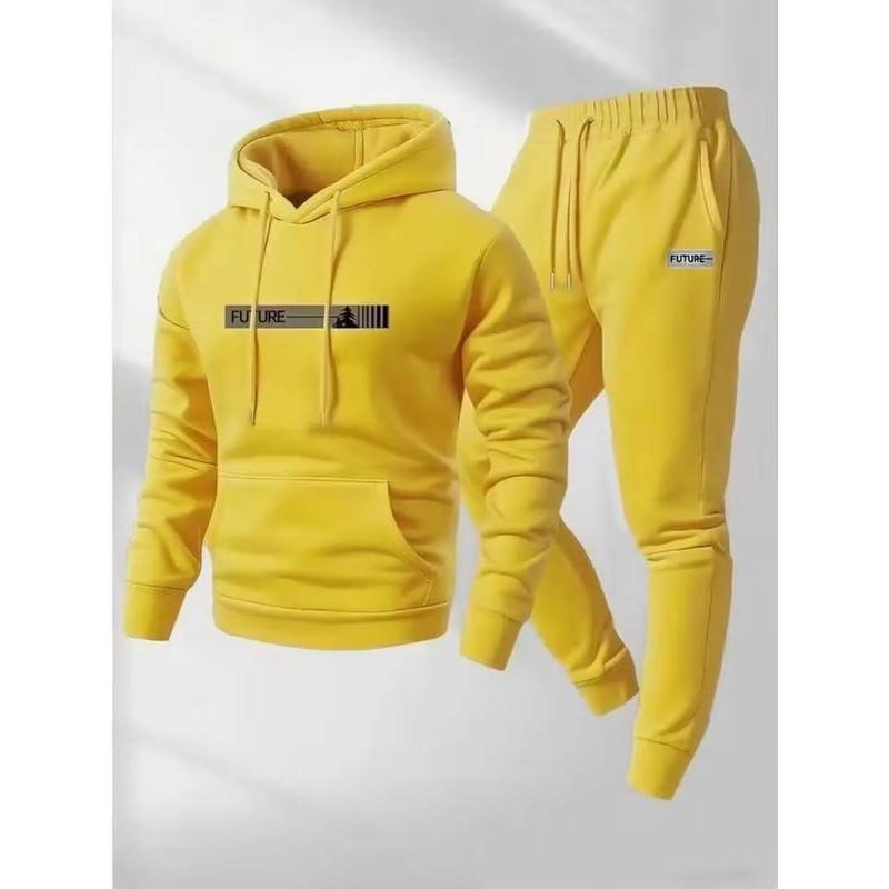 Mens Hooded Oversized Sweatshirt Set Long Sleeve Top Pants Casual Sportswear