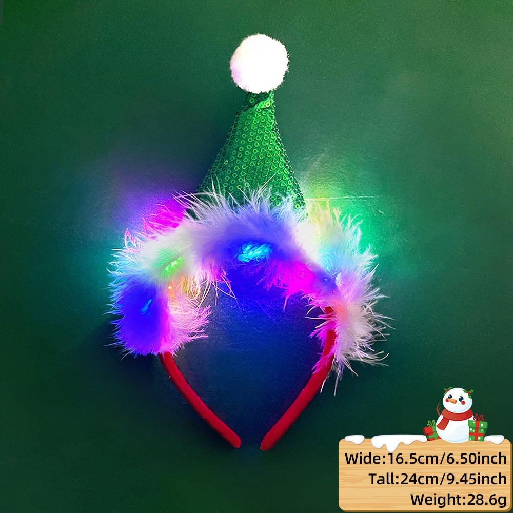 Unique And Colorful Christmas Antler Headband With Soft Plush And Lights For Creative Outfits Party