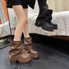 Boots Women's Short Boots Texture Thick-soled Fashion 2025 Foreign Style Boots Versatile Pants Autumn New Tube Brown Black