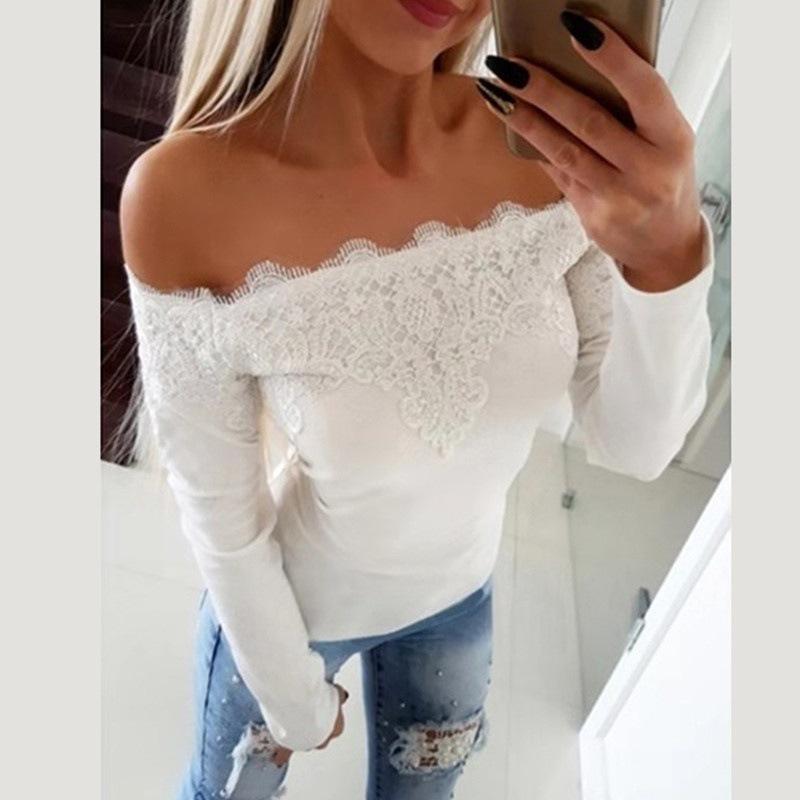 2024 One-Shoulder Lace Slim Fit Long Sleeve T-Shirt
